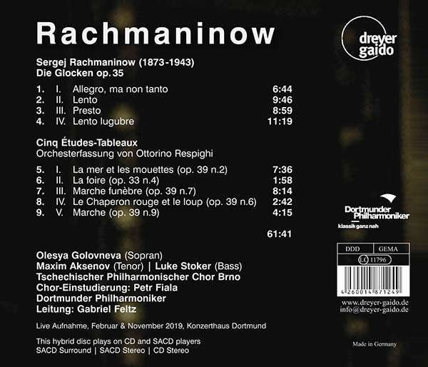 Sergei Rachmaninoff - Dortmunder Philharmoniker, Gabriel Feltz : Die Glocken Op. 35; Cinq Études-Tableaux (SACD, Hybrid, Multichannel, Album)