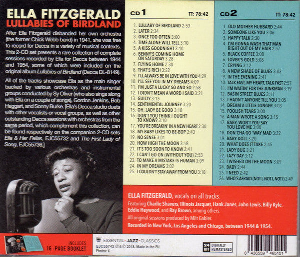 Ella Fitzgerald : Lullabies Of Birdland (2xCD, Comp, RE, RM)