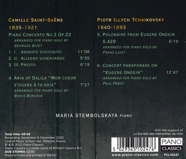 Camille Saint-Saëns, Maria Stembolskaya : Piano Concerto No. 2 (Arranged For Piano Solo By Georges Bizet) (CD)