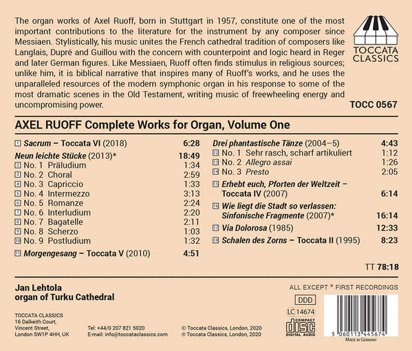 Axel D. Ruoff - Jan Lehtola : Complete Works For Organ, Volume One (CD, Album)