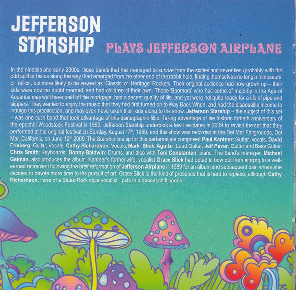 Jefferson Starship : Performing Jefferson Airplane At Woodstock - Del Mar Fairgrounds, Del Mar, CA, June 12th, 2009 (CD, Album, RE)