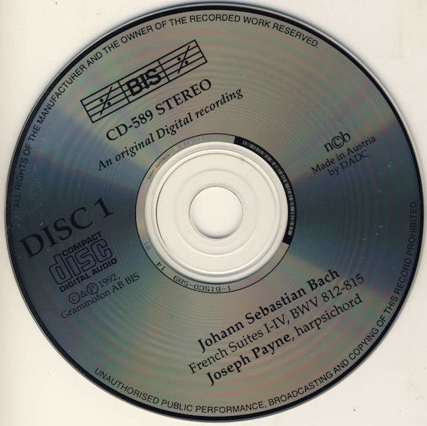 Johann Sebastian Bach, Joseph Payne : The Six French Suites, BWV 812-817 / Fifteen Inventions, BWV 772-786 / Six Little Preludes, BWV 933-938 (2xCD, Album)
