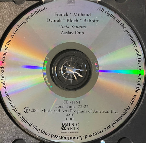 César Franck / Darius Milhaud, The Zaslav Duo : Viola Sonatas (CD, Comp)