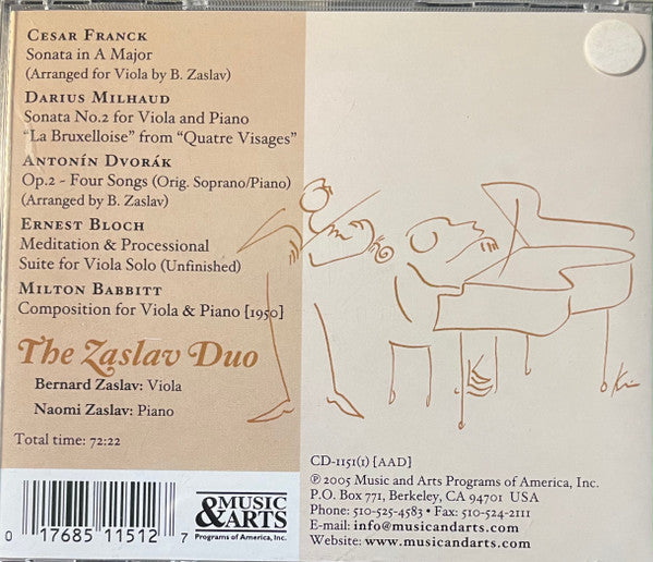 César Franck / Darius Milhaud, The Zaslav Duo : Viola Sonatas (CD, Comp)