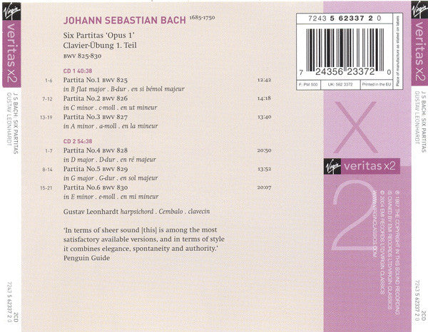 Gustav Leonhardt, Johann Sebastian Bach : Six Partitas (2xCD)