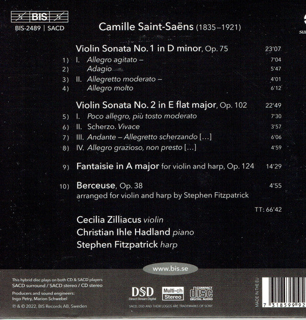 Camille Saint-Saëns — Cecilia Zilliacus, Christian Ihle Hadland, Stephen Fitzpatrick (2) : Sonates Pour Violon Et Piano (SACD, Hybrid, Multichannel)