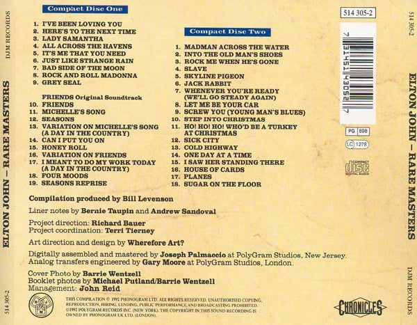 Elton John : Rare Masters (2xCD, Comp, RE, RP)