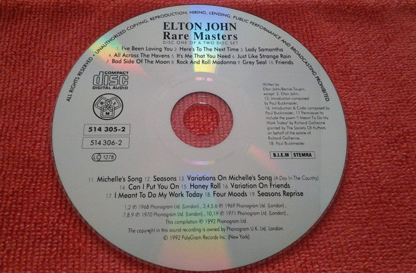 Elton John : Rare Masters (2xCD, Comp, RE, RP)