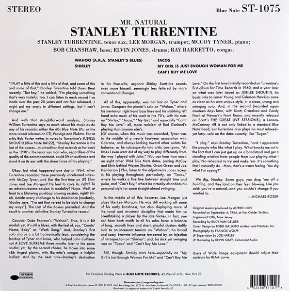 Stanley Turrentine : Mr. Natural (LP, Album, RE, 180)