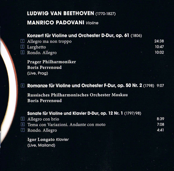 Ludwig van Beethoven – Manrico Padovani : Beethoven – Works For Violin (CD, Album)