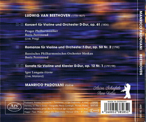 Ludwig van Beethoven – Manrico Padovani : Beethoven – Works For Violin (CD, Album)
