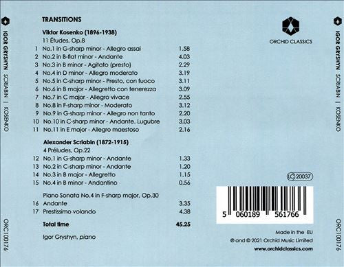 Alexander Scriabin, Віктор Косенко, Igor Gryshyn : Transitions   (CD, Album)