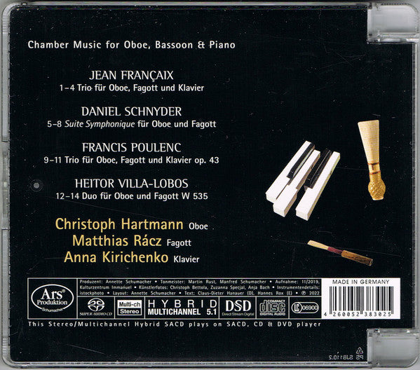Jean Françaix, Daniel Schnyder, Francis Poulenc, Heitor Villa-Lobos – Christoph Hartmann (2), Matthias Racz, Anna Kirichenko : Chamber Music For Oboe, Bassoon & Piano (SACD, Hybrid, Multichannel, Album)