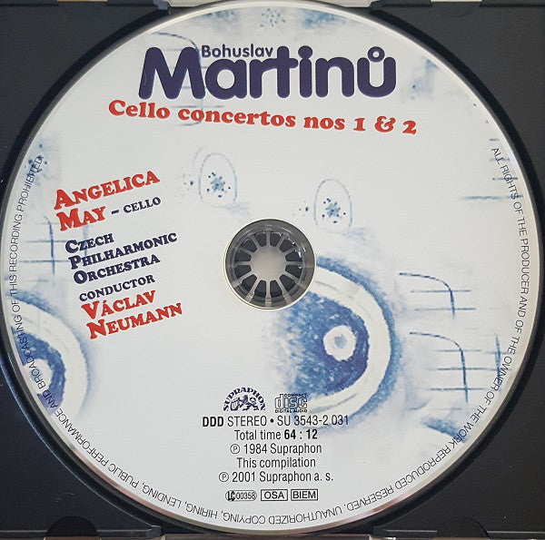 Bohuslav Martinů - Angelica May, The Czech Philharmonic Orchestra, Václav Neumann : Cello Concertos Nos 1 & 2 (CD, Comp, RE)