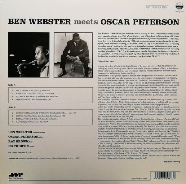 Ben Webster Meets Oscar Peterson : Ben Webster Meets Oscar Peterson (LP, Album, RE, RM, 180)