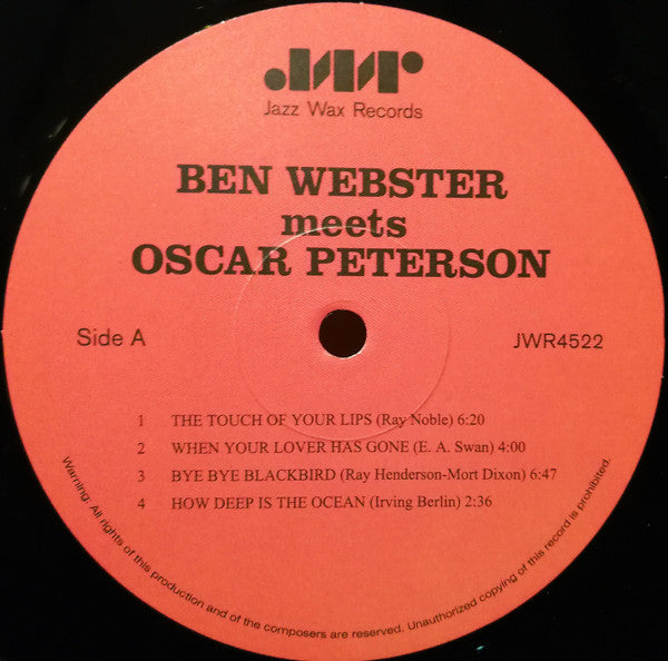 Ben Webster Meets Oscar Peterson : Ben Webster Meets Oscar Peterson (LP, Album, RE, RM, 180)