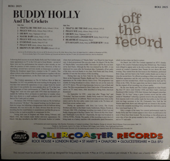 Buddy Holly And The Crickets (2) : Off The Record (10", Comp)