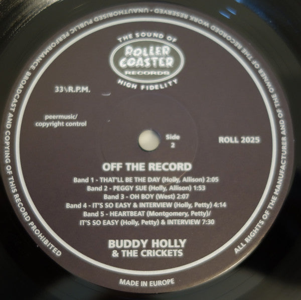 Buddy Holly And The Crickets (2) : Off The Record (10", Comp)