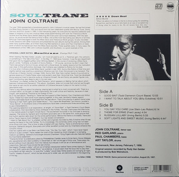John Coltrane : Soultrane (LP, Album, Ltd, RE, 180)