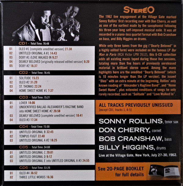 Sonny Rollins Quartet With Don Cherry : Complete Live At The Village Gate 1962 (6xCD, Ltd, RM + Box, RE)