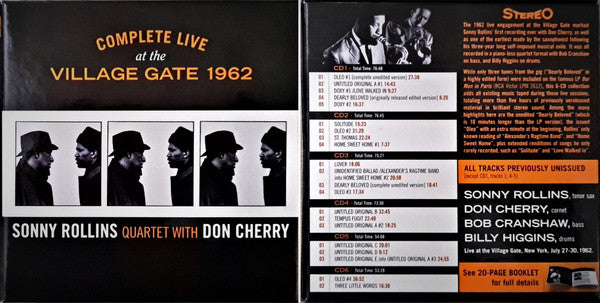 Sonny Rollins Quartet With Don Cherry : Complete Live At The Village Gate 1962 (6xCD, Ltd, RM + Box, RE)
