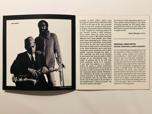 Archie Shepp / Bill Dixon : Quartet (CD, Album, Comp, RE)