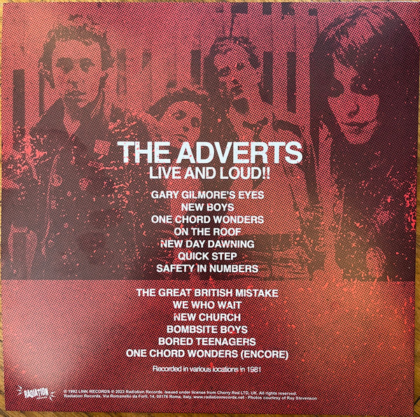 The Adverts : Live And Loud!! (LP, Album, RSD, Ltd, RE, Red)