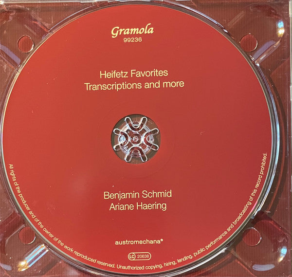 Benjamin Schmid, Ariane Haering : Heifetz Favorites: Transcriptions And More (CD, Album)