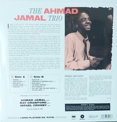 Ahmad Jamal Trio : The Ahmad Jamal Trio (LP, Ltd, RE)