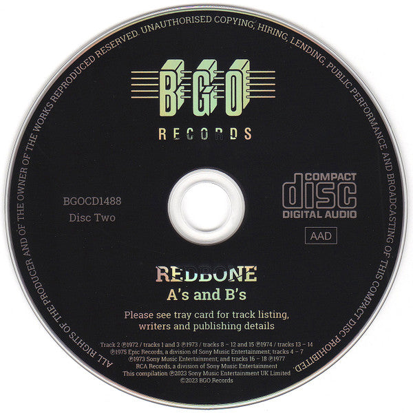 Redbone : A's And B's (2xCD, Comp, RM, Sli)