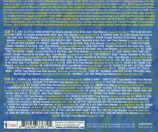 Fran Warren : The Fran Warren Collection 1945-56 (CDr, Comp)