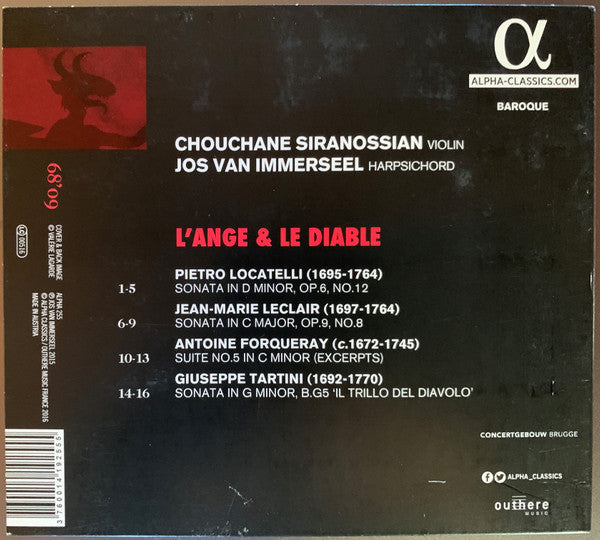 Chouchane Siranossian, Jos van Immerseel : L'ange & le diable - Locatelli - Leclair -Tartini - Forqueray (CD, Dig)