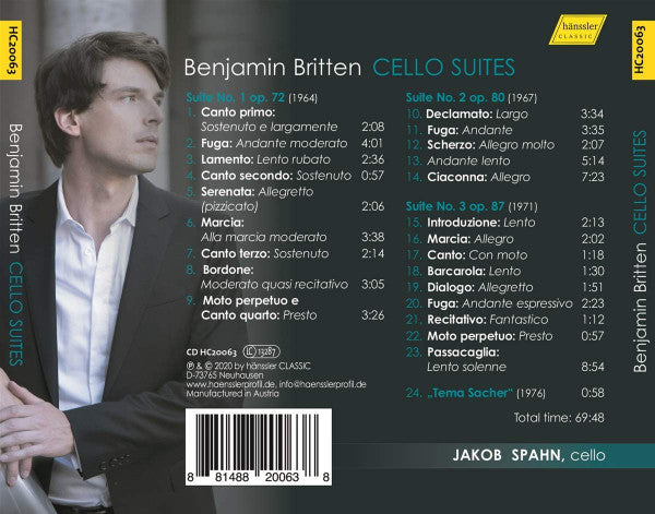 Benjamin Britten, Jakob Spahn : Cello Suites (CD, Album)