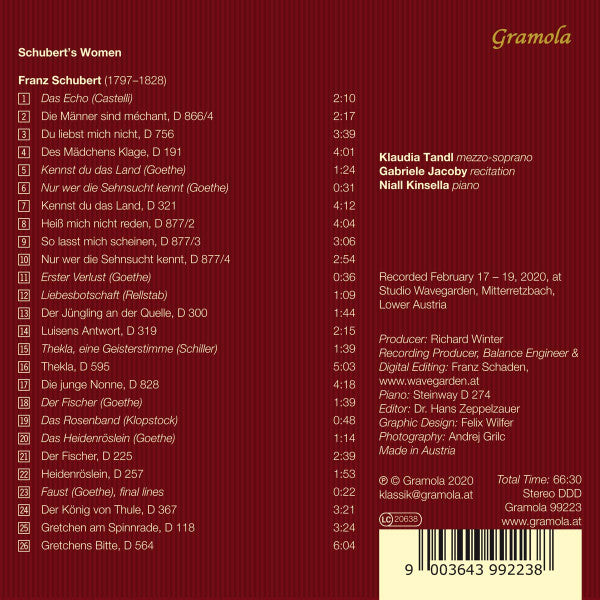 Klaudia Tandl, Gabriele Jacoby, Niall Kinsella : Schubert's Women (CD, Album)