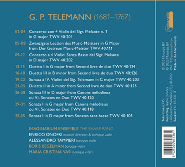 Georg Philipp Telemann - Imaginarium Ensemble, Enrico Onofri : Works For Violins Without Bass (CD, Album)
