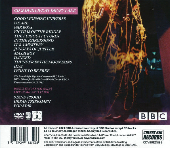 Toyah (3) : Live At Drury Lane (CD, RM + DVD-V, RE, NTSC, Reg)