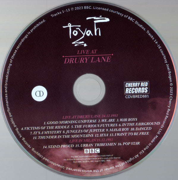 Toyah (3) : Live At Drury Lane (CD, RM + DVD-V, RE, NTSC, Reg)