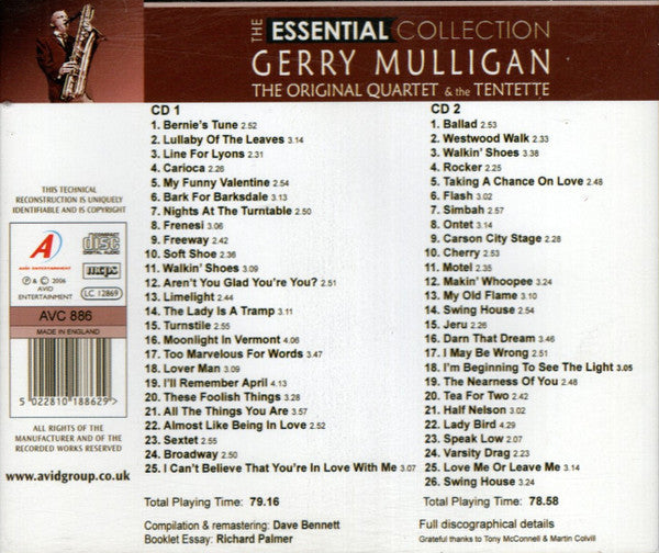 Gerry Mulligan : The Essential Collection - The Original Quartet & The Tentette (2xCD, Comp, RM)