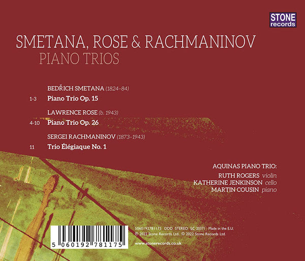 Bedřich Smetana, Lawrence Rose & Sergei Rachmaninoff - Aquinas Trio : Piano Trios (CD, Album)