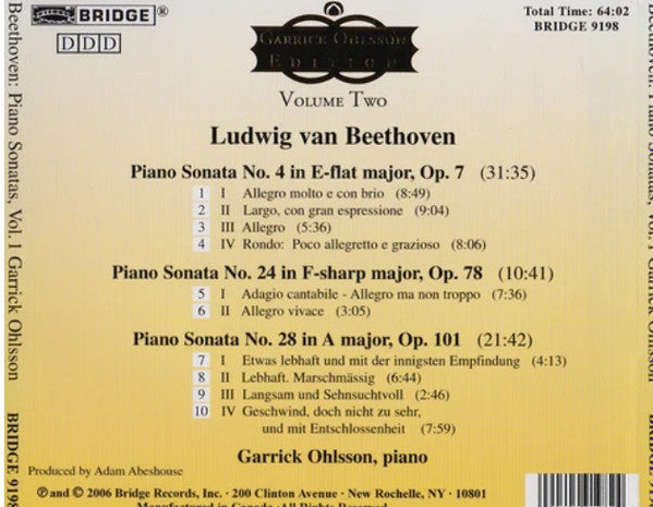 Ludwig van Beethoven, Garrick Ohlsson : Piano Sonatas, Volume 1 (CD, Album)