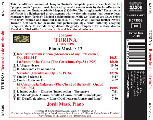 Joaquín Turina, Jordi Masó : Recuerdos De Mi Rincón (Piano Music • 12) (CD, Album)
