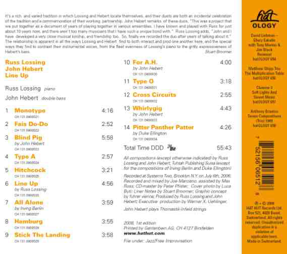 Russ Lossing / John Hebert : Line Up (CD, Album)