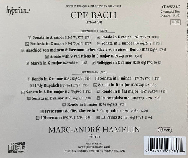 Carl Philipp Emanuel Bach - Marc-André Hamelin : Sonatas & Rondos (2xCD)