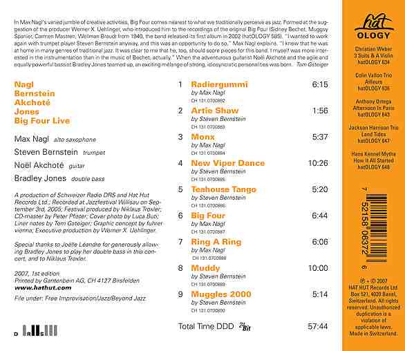 Max Nagl, Steven Bernstein, Noël Akchoté, Brad Jones : Big Four Live (CD, Album)