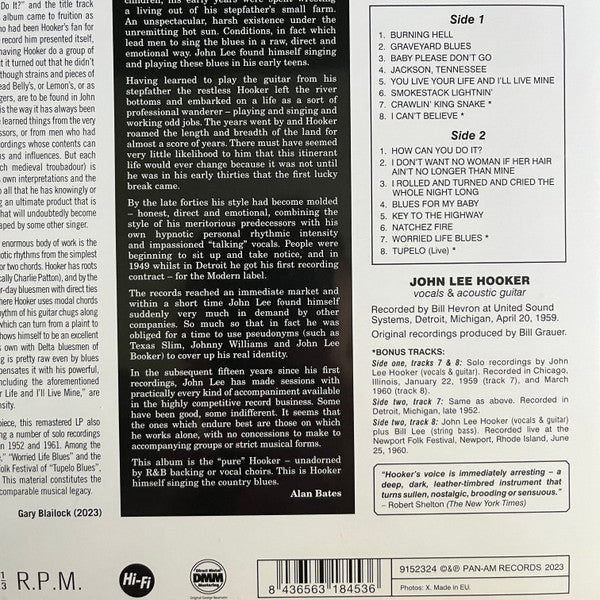 John Lee Hooker : Burning Hell (LP, Album, Ltd, RE, 180)