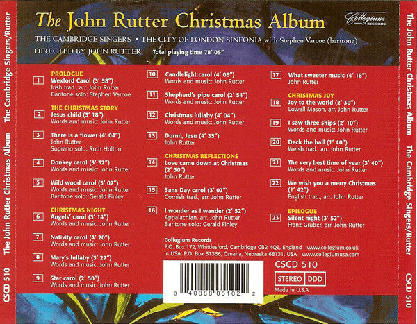 John Rutter, The Cambridge Singers, City Of London Sinfonia : The John Rutter Christmas Album (CD, Album, Comp)