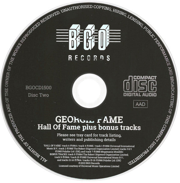 Georgie Fame : Yeh Yeh / Get Away / Hall Of Fame Plus Bonus Tracks (2xCD, Comp, RM)