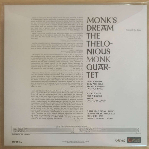 The Thelonious Monk Quartet : Monk's Dream (LP, Album, RE, 180)