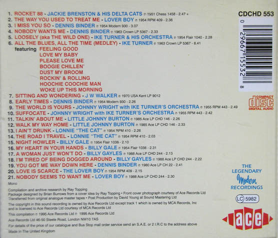 Ike Turner's Kings Of Rhythm : Rhythm Rockin' Blues (CD, Comp, Mono)