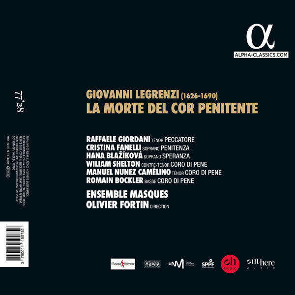 Giovanni Legrenzi – Ensemble Masques, Olivier Fortin : La Morte Del Cor Penitente (CD, Album)
